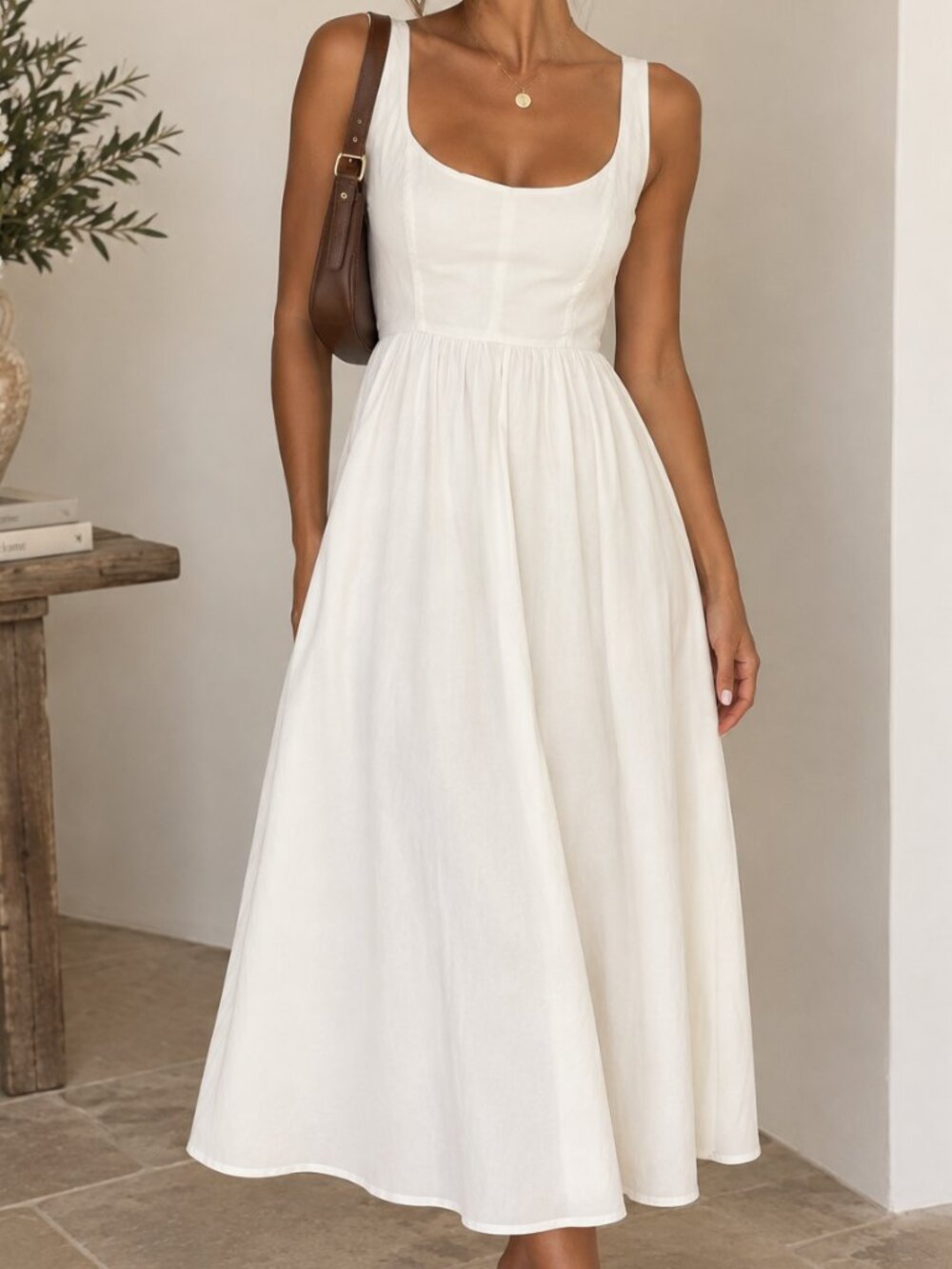 WeWoreWhat Corset Midi Dress Whisper White Sleeveless Size Small NWT